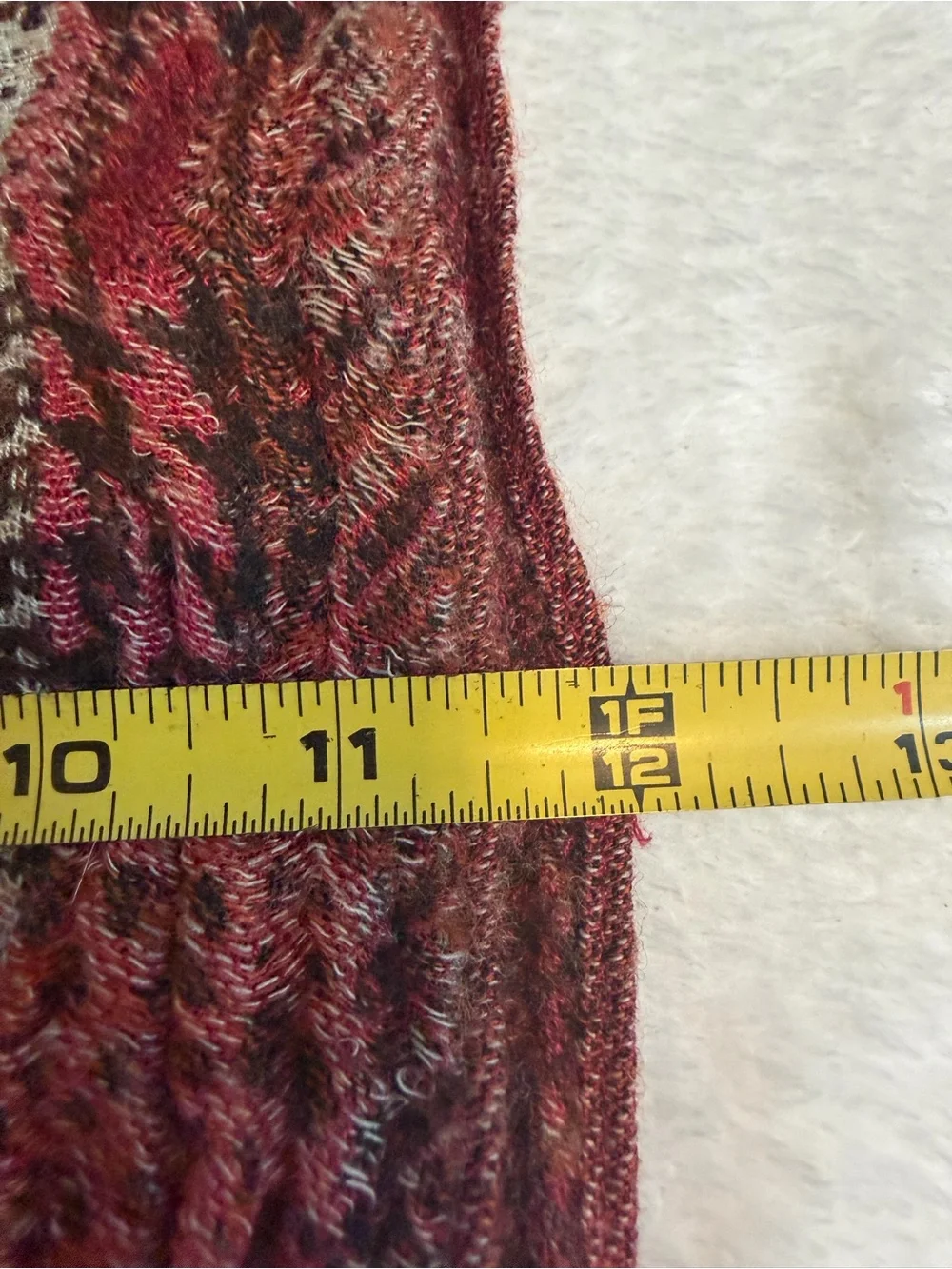 Sacred Threads Wool Viscose Patchwork Fringe Scarf Burgundy Boho